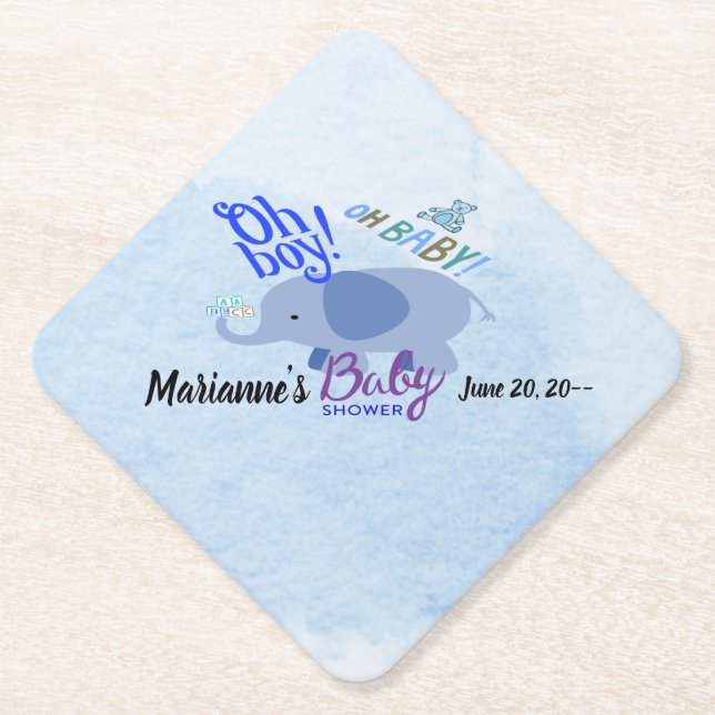 Baby Blues Bash 2-tone blue background Paper Coaster (Front)