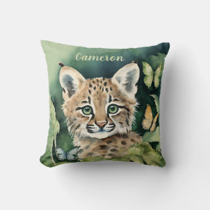 Baby Bobcat Gender Neutral Personalized  Throw Pillow