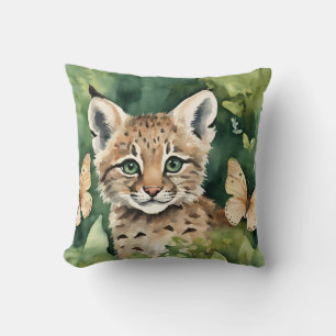 Baby Bobcat Girls  Throw Pillow