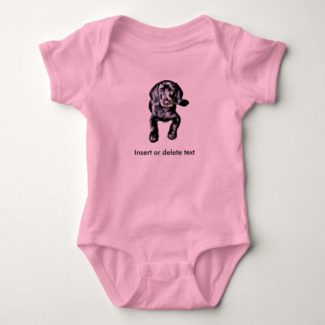 Baby bodysuit black lab puppy (Front)