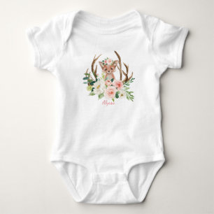 baby bodysuit cute woodland fox pink florals