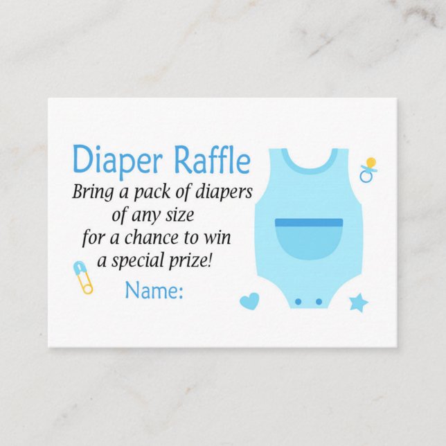 Baby bodysuit Diaper Raffle Tickets (Front)