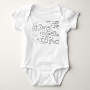 BABY BODYSUIT JAPANESE CLOUD PATTERN CUSTOM NAME