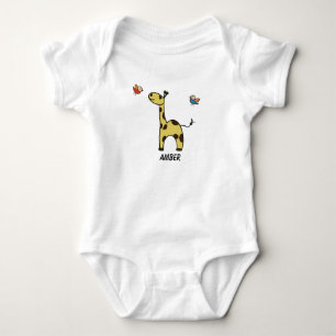 Baby bodysuit little Giraffe and birds