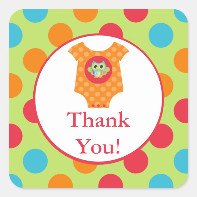 Baby Bodysuit Owl Baby Shower Sticker (Front)