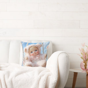 Baby Bodysuit T-shirt. 3D illustration of a pink Throw Pillow