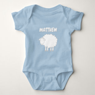 Baby bodysuit with cute animated woolly sheep