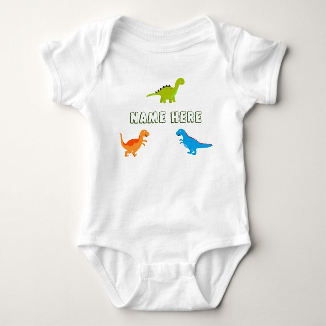 Baby Bodysuit with Dinosaurs to Personalize (Front)