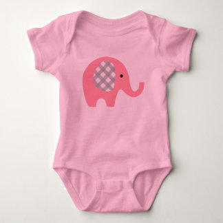Baby Bodysuit with Pink Elephant/grey gingham ears