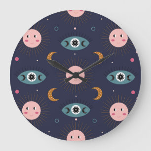 Baby boho, hippie chic pattern. large clock