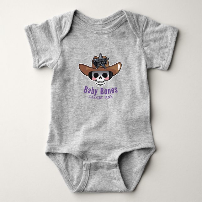 Baby Bones Halloween, Western Skeleton Personalize Bodysuit (Front)