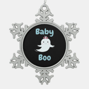 Baby Boo Cute Halloween Kids Or Couples Gift Snowflake Pewter Christmas Ornament