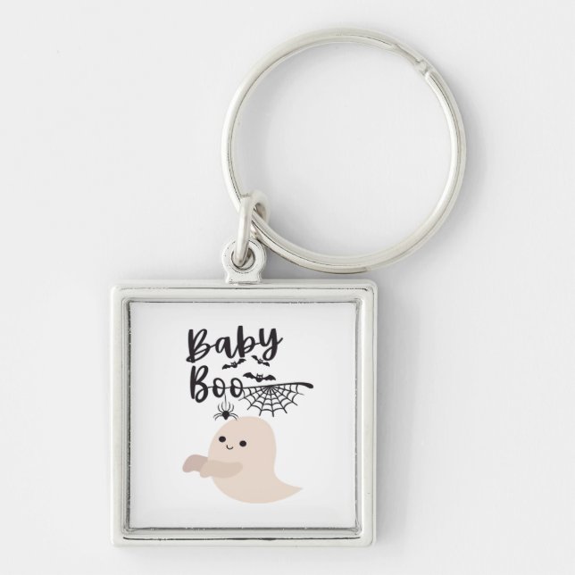 Baby Boo Cute Halloween Print Vintage Style Keychain (Front)