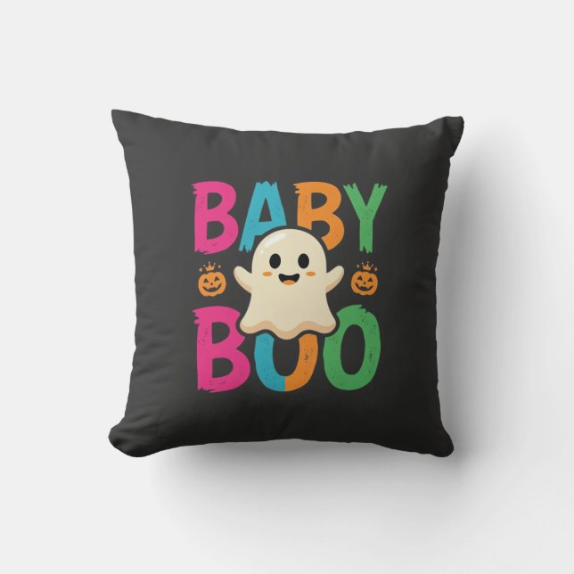 Baby Boo Halloween Ghost Design_1 Throw Pillow (Front)