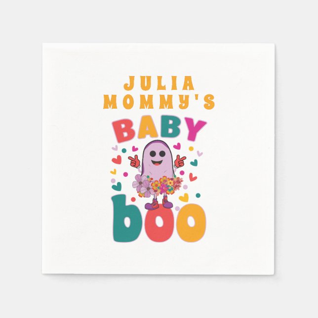 Baby Boo October Newborn Pastel Ghost Hallowen Napkin (Front)