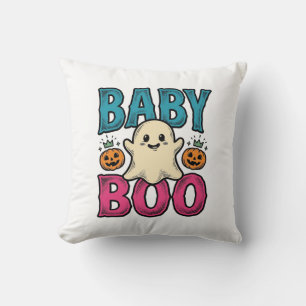 Baby Boo Vintage Halloween Ghost Shirt Design_1 Throw Pillow