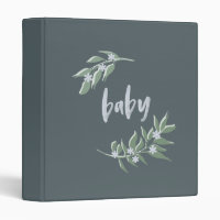 Baby book, baby binder blue floral wreath