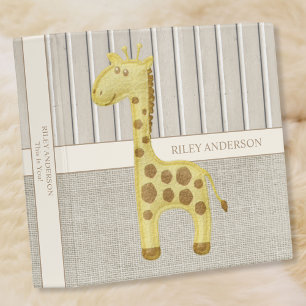 Baby Book   Burlap Cute Giraffe Binder