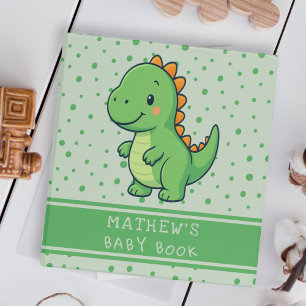 Baby Book Cute Cartoon Dinosaur Green Polka Dots Binder