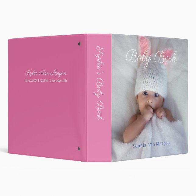 Baby Book, DIY Photo, Name, Date, Pink Binder (Background)