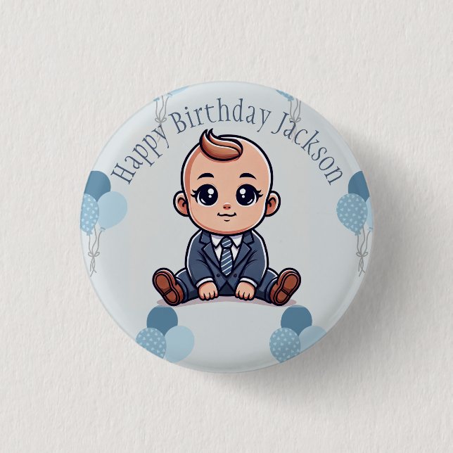 Baby Boss Birthday Button – Custom Pin for Kids (Front)