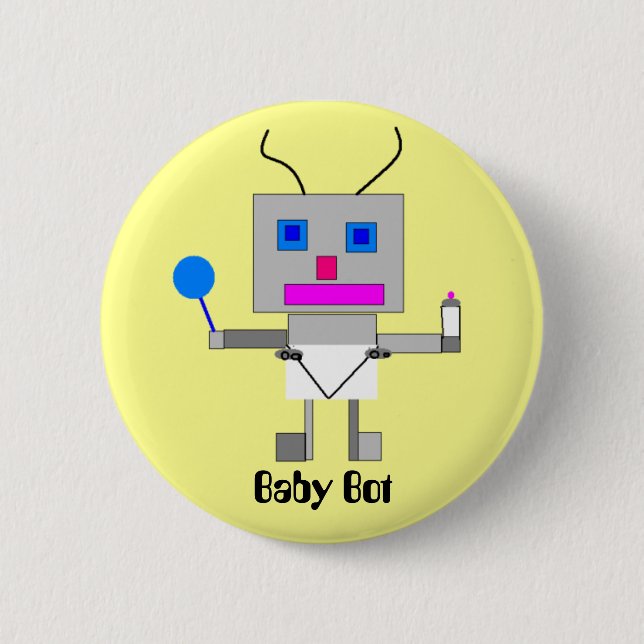 Baby Bot 2 Inch Round Button (Front)