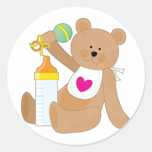 Baby Bottle And Bib Classic Round Sticker