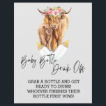 Baby Bottle Drink Off Game Shower Highland Cow<br><div class="desc">This design may be personalized in the area provided by changing the photo and/or text. Or it can be customized by clicking Personalize this Template and then choosing the click to customize further option and delete or change the colour of the background, add text, change the text colour or style,...</div>