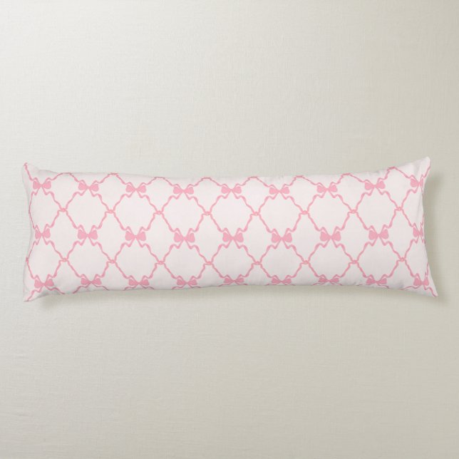 Baby Bow Trellis Pink Bella Ribbon Body Pillow (Back)