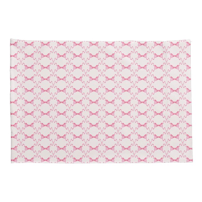 Baby Bow Trellis Pink Bella Ribbon Pillowcase (Back-Right)
