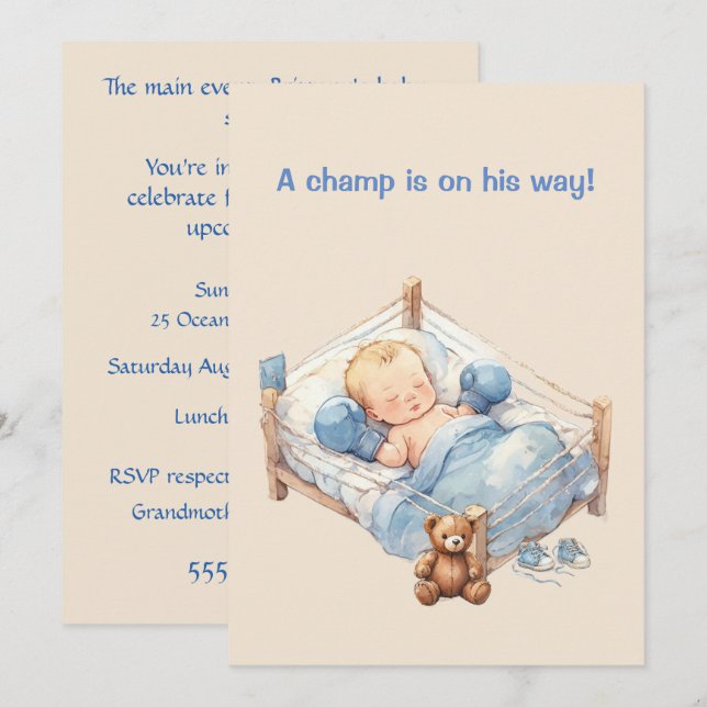 Baby Boxing Champ Digital Download Invite (Front/Back)