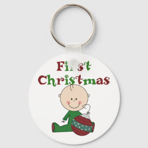 Baby Boy 1st Christmas Tshirts and Gifts Keychain