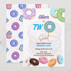 Baby boy 2e anniversaire Donut invitation