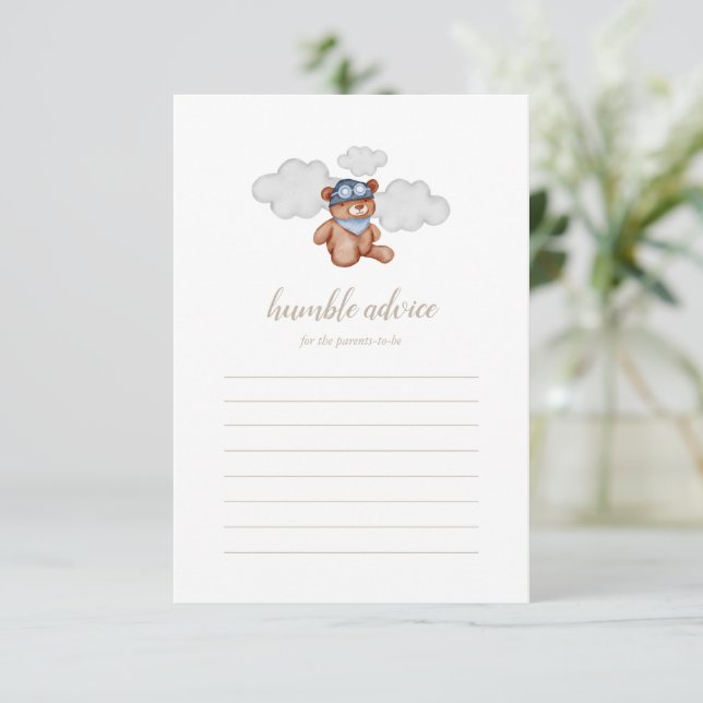 Baby Boy Adventure Bear Baby shower carte conseil (Debout devant)