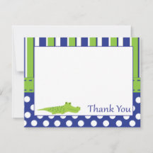 Baby Boy Alligator Thank You Card