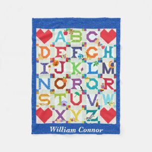 Baby Boy Alphabet Quilt Design Fleece Blanket