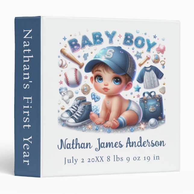 Baby Boy and Baseball Binder (Front/Spine)