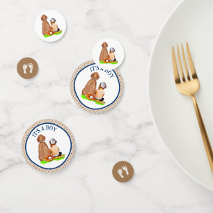 Baby Boy and Dog Baseball Themed Baby Shower Confetti