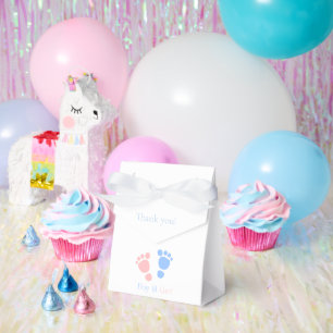 Baby Boy and Girl Footprints Twins Baby Shower Favor Box