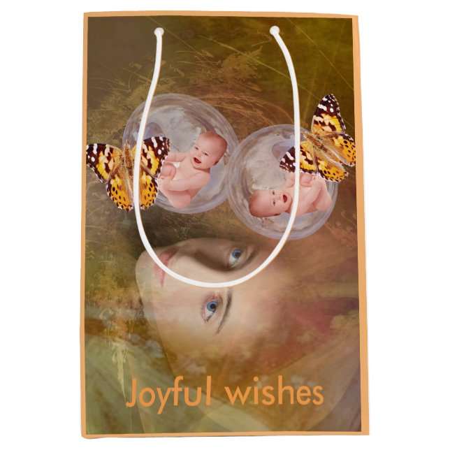 Baby boy and girl twins medium gift bag (Front)