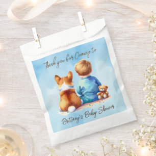 Baby Boy and his Corgi Puppy Baby Shower Favour Bag