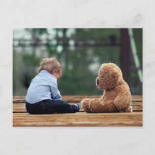 Baby Boy and Teddy Bear Postcard