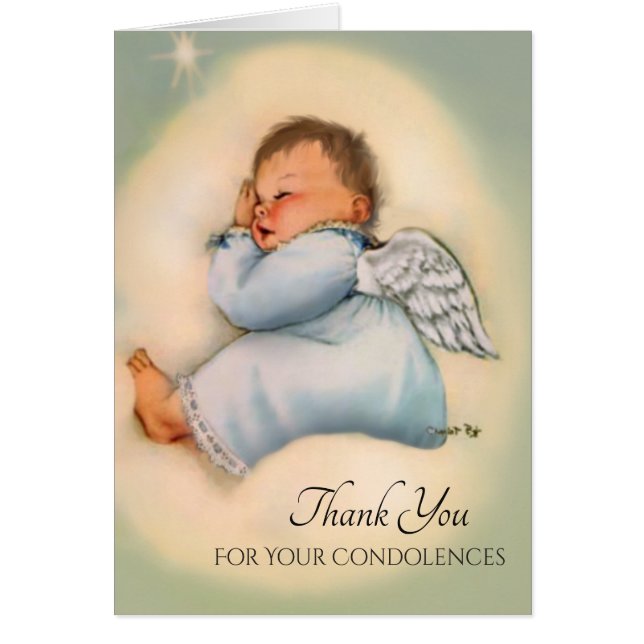 Baby Boy Angel Thank You Condolences (Front)