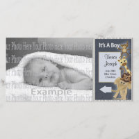 Baby Boy Annoucement Photo Card Template