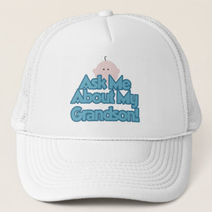 Baby Boy Ask About My Grandson Tshirts and Gifts Trucker Hat