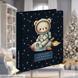 Baby Boy Astronaut Teddy Bear Custom Name Photo Binder