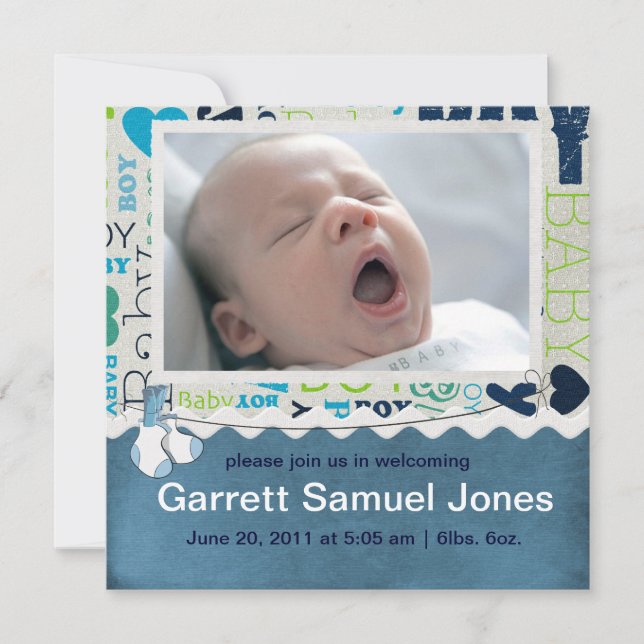Baby Boy Baby announcement (Front)
