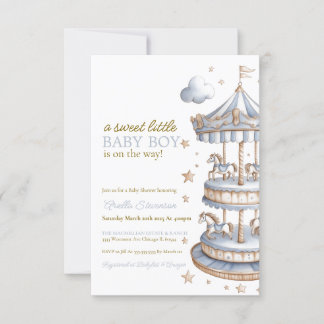 Baby boy baby shower, carousel horse baby shower invitation