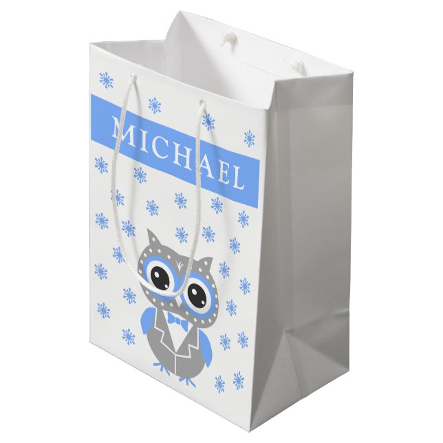 Baby Boy Baby shower Cute Owl Cadeau Sac cadeau (Devant Angle)