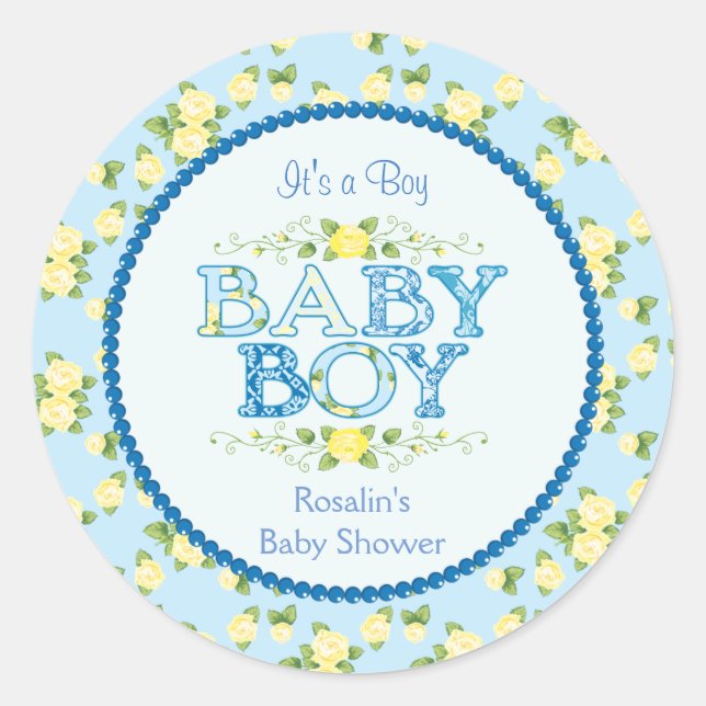 Baby Boy Baby Shower Stickers (Front)